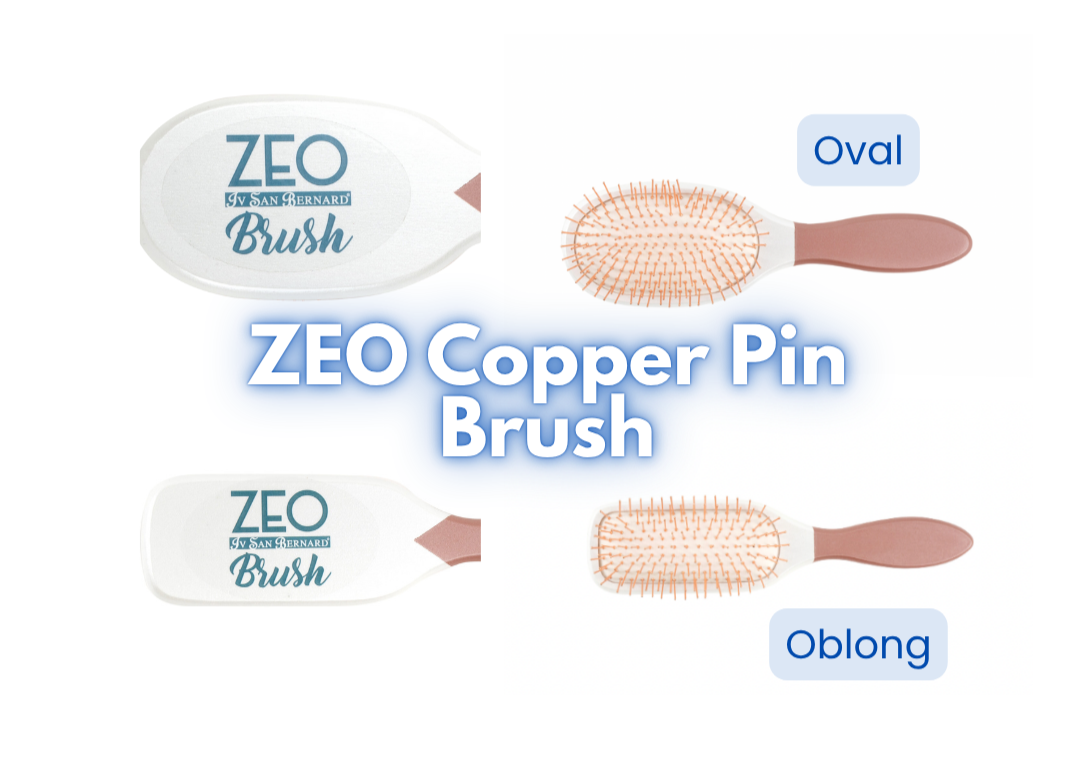 ZEO Copper Pin Brush with oval and oblong shapes on a white background