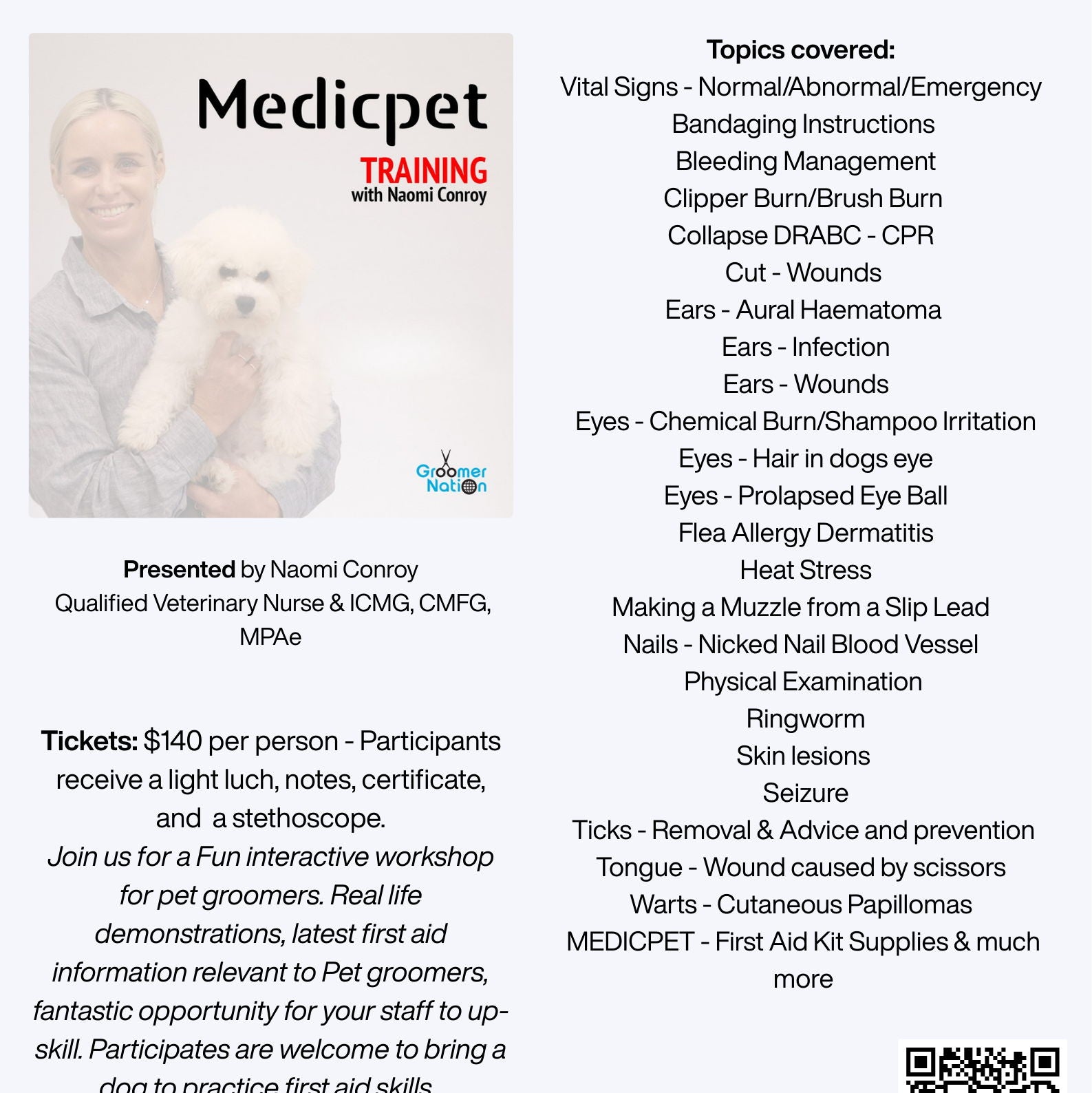 Medicpet Pet First Aid for Groomers Workshop - 14 Jun 2026